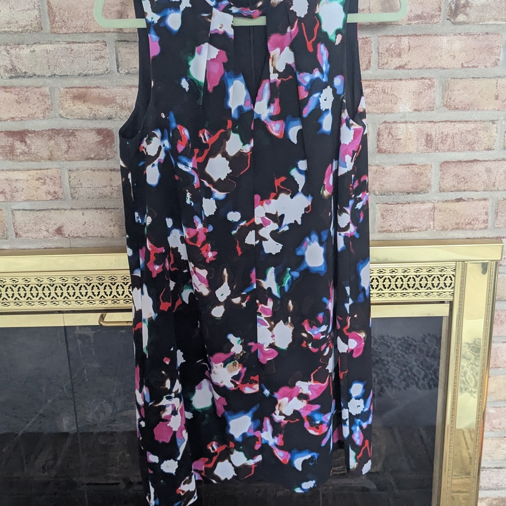Floral Midi Dress by Unknown Brand - Black and Multicolor